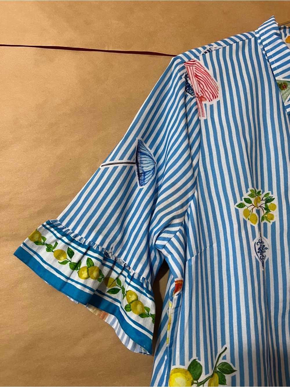 IslaPayal | Lisbon Mini Dress Martini Blue Stripe Lemons Button Front Size XL - Picture 6 of 12